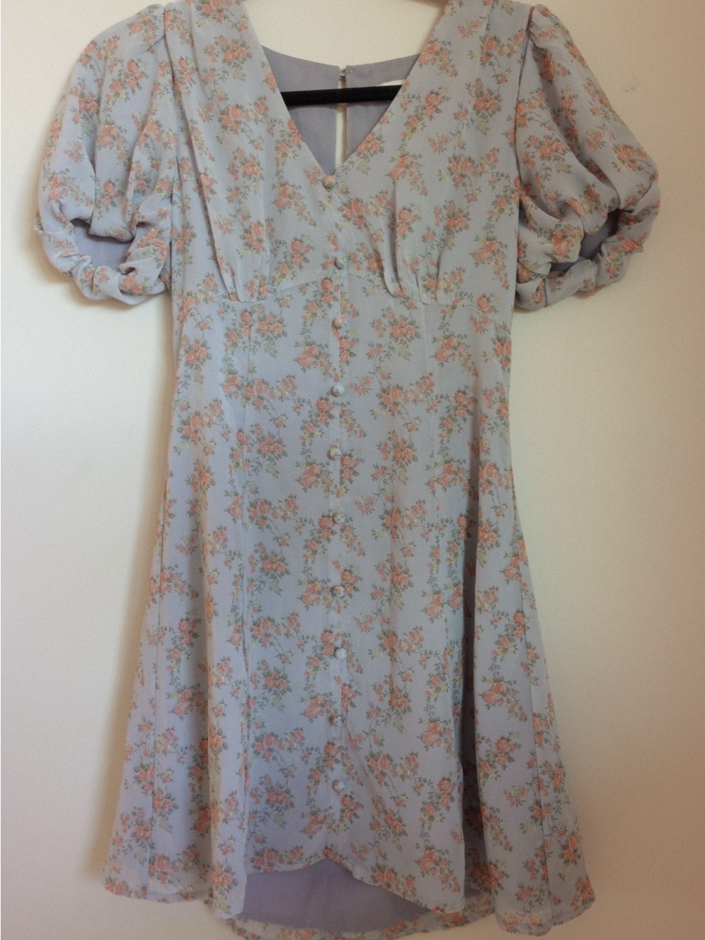 Lush Light Blue Floral V-Neck Mini Dress - Picture 2 of 4